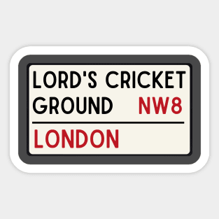 Lords Cricket Ground Road Sign Sticker